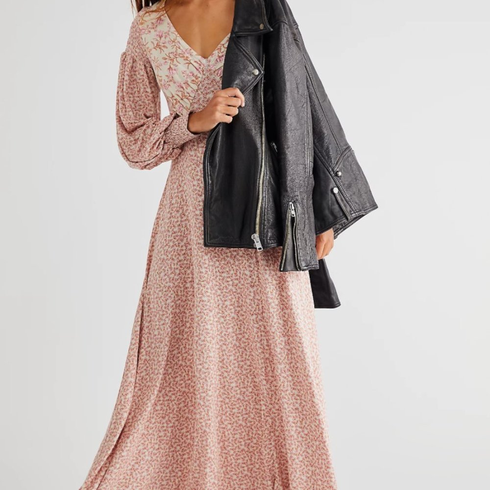 Free People XS Love Story Maxi Dress Tea Combo - EUC